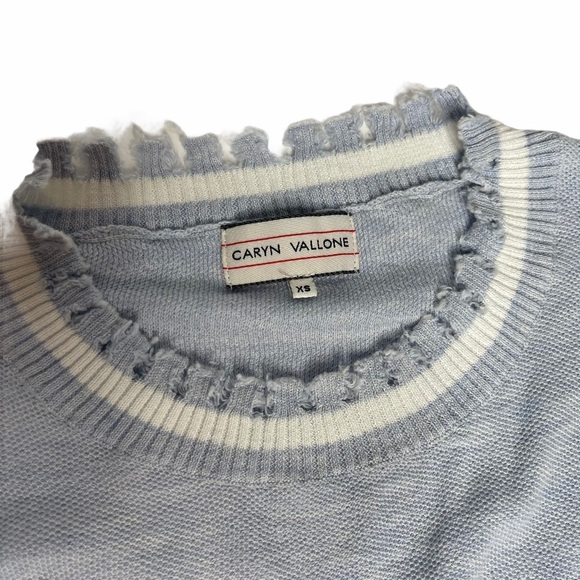 Caryn Vallone Blue/White “Beach” Fringe Sweater XS - Picture 15 of 16